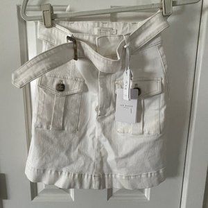 New Ted Baker Cream Eriike Utility Denim Mini Skirt with Front Pockets Size 2
